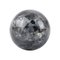 Polished labradorite crystal sphere with natural grey and black mineral textures - 40mm / Larvikite