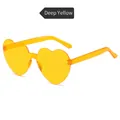 Deep yellow heart-shaped rimless sunglasses with trendy one-piece transparent lenses - Dark Yellow