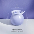Barattolo per condimenti in ceramica viola con coperchio e cucchiaio da 400 ml - 400ml Viola Crema (Con Cucchiaio)