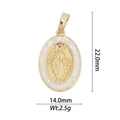 Golden religious oval pendant with 22.0mm height and 14.0mm width specification - DZ-942/Scalloped White Opal Virgin Mary