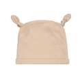 Bonnet bébé beige en maille côtelée avec nœuds bois pour l'automne et l'hiver - Khaki