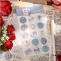 Adesivi 3D resina epossidica fiori blu stile sigillo vintage su pagine di vecchi libri - Chiaro di Luna di Camogli