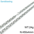 Collana da uomo a catena quadrata in acciaio inossidabile sabbiato argento 450x4mm - 450mm*4mm(KN117517-Z)
