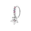 Pendientes de cruz de plata con circonitas rosas y azules y colgante de flor de cristal claro - Colgante de Flor con Zircón Blanco (A854-4#)