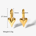 Boucles d'oreilles cœur en acier inoxydable plaqué or 18 carats avec dimensions de 27,5 mm - Cœur d'Or