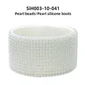 Pearlescent white silicone cup boot featuring elegant pearl bead decorations - Silver Pearl/Pearl White Sleeve