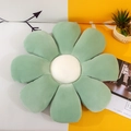 Plush sunflower seat cushion in pea green corduroy with a thick padded flower design - Dark Green
