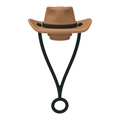 Bruine cowboyhoed siliconen rietje dop met zwart bandje voor 6-10mm rietjes - 1 Stuk / Lanyard Cowboyhoed Bruin