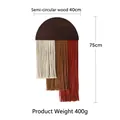 Boho Wandbehang mit 40cm Halbkreis Holz und dreifarbigen Baumwollseil Quasten - Rot-Serie (Weiß+Hellbraun+Ziegelrot)