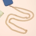 Golden crossbody phone chain strap with textured flat links and lobster clasp detail - 11mm Meshed Aluminum Chain Gold / 64g
