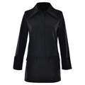 Dettaglio di cardigan nero a maniche lunghe con colletto a rever, bottoni e tasche - S / Blu navy