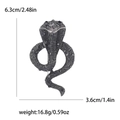 Spilla a cobra vintage in lega grigio scuro con strass grigi e neri incastonati - Nero