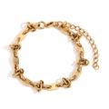 Pulsera artesanal de acero inoxidable chapada en oro de 14K con nudos de café y cierre - Dorado