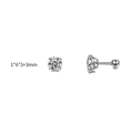 Silver stainless steel stud earring with round cubic zirconia and 1*6*3+3mm dimensions - 3mm / Steel