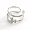 Minimalist silver horsebit buckle adjustable ring for women made of stainless steel - Horseshoe Buckle Double Layer / Silver