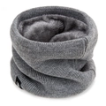 Unisex grauer Strick-Loop-Schal mit dickem Fleece-Futter für den Winter - Grau