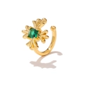 Golden ear cuff with cross pattern and square emerald-cut green zircon stone - EGJ0135 Gold Emerald Zirconia Cross