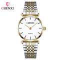 Minimalist quartz watch with silver and gold stainless steel band and white round dial - Two-tone Gold White (Women's Style) / Two-tone White (Women)
