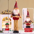 Standing Santa Claus doll with telescopic legs and red plaid hat, height 60 to 95cm - Large Retro 95CM Telescopic Santa