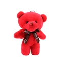 Red plush teddy bear keychain with Love ribbon, small stuffed animal gift for accessories - Red