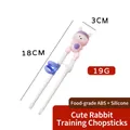 Pink and purple bunny training chopsticks with silicone rings for toddlers - Rabbit Training Chopsticks (Opp Bag)