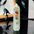 Handmade aventurine crystal wand with seven chakra stones and gold wire wrap - Aventurine Jade