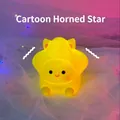 Cute yellow star night light with horns and smile face, soft warm glow decoration - Star with Ox Horns