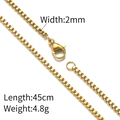 Collana a catena box dorata da 2mm in acciaio inossidabile placcato 18K con moschettone - Catena a Scatola (Oro 45cm) / Larghezza 2mm