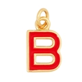 Golden letter B necklace pendant with vibrant red enamel inlay on a clean white background - Red - Letter B