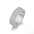 Sterling silver moissanite multi-row ring with official GRA authenticity certificate - Pave Row Drill Style (R13798) (With Certificate)