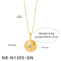 Locket necklace dimensions 16mm diameter with green stone detail and 40cm+5cm chain length - Green Round Gem Locket (NB-N1305-GN)
