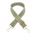 Adjustable woven shoulder strap for bags with green geometric pattern and gold buckles - Matcha Green