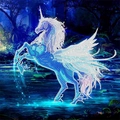 DIY diamond painting kit featuring a majestic blue and white winged unicorn design - Blue Pegasus Unicorn / 20x30cm
