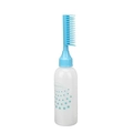 White hair dye bottle with blue comb applicator cap for salon or home hair coloring - Side Comb Bottle / Blue Polka Dot