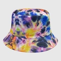 Cappello a secchiello tie-dye colorato in cotone con tonalità vivaci blu e rosa - M (56-58cm) / Acquerello Astratto Multicolore (17)