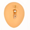 Piercing per ombelico in acciaio inossidabile dorato con pendente lettera P in cristallo - Lettera P (Z-259) / Argento