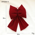Large red velvet Christmas bow ornament measuring 32cm height and 19cm width - Small Wine Red Bow