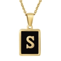 Collana con pendente quadrato in oro 18K con lettera S su smalto nero lucido - Lettera S Oro (Con Catena)