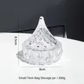 Small glass storage jar with tent shape and diamond texture, 200g capacity for candy - Small Water Drop (Tent Shape)