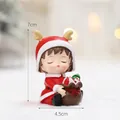 Cute resin Christmas girl doll in red outfit with reindeer hat, size 7cm by 4.5cm - Christmas Girl