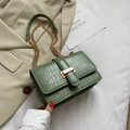 Schicke grüne Umhängetasche mit Krokodilmuster und goldener Kette für Damen - Grün