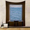 Vista detallada de tapiz bohemio con diseño de ventana al mar e impresión digital de alta gama - 73X95CM / Tela cepillada