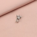 Close-up of a silver leaf-shaped pendant base for DIY jewelry on pink fabric - Leaf Base (5#)