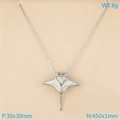 Silberne Manta-Anhänger-Halskette mit weißem Perlmutteinsatz und 450mm langer Kette - Mantarochen (KN293637-GC)