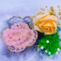 Pink 8mm glass beads bracelet in a decorative gold-rimmed glass dish with soft decor - 5# Yellow-Pink Gradient