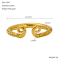 Vintage Sun Wukong gold ring in 18k plated stainless steel with size dimensions - Curved Cloud Style (ZYG1841)