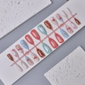 French almond press-on nails set with 3D cherry, leopard print, and floral designs - Mixed Elements Floral Style (WY-038) / 24 Pieces Strip Pack