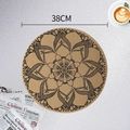 Beige 38cm round placemat with black mandala pattern on rustic weave texture - Round Style 2 Black