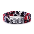 Gewebtes Armband mit Totenkopf-Schnalle in rot, weiß, schwarz und lila Muster - Mehrfarbiger Geflochtener Totenkopf Verschluss Stil (KB100999-BD)