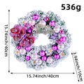 Ghirlanda natalizia da 40cm con palline viola e scritta Merry Christmas su sfondo bianco - Ghirlanda Innevata Con Sfere Di Natale Viola